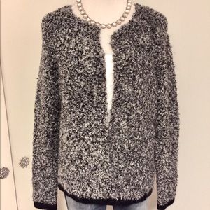 Black and Gray Chunky Teddy Bear Open Cardigan